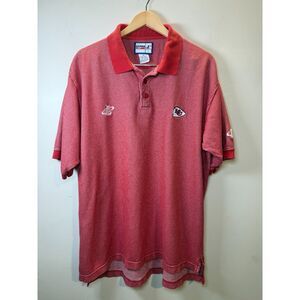 Logo Athletic Kansas City Chiefs Line Polo Shirt Men’s Size XL Red 90s